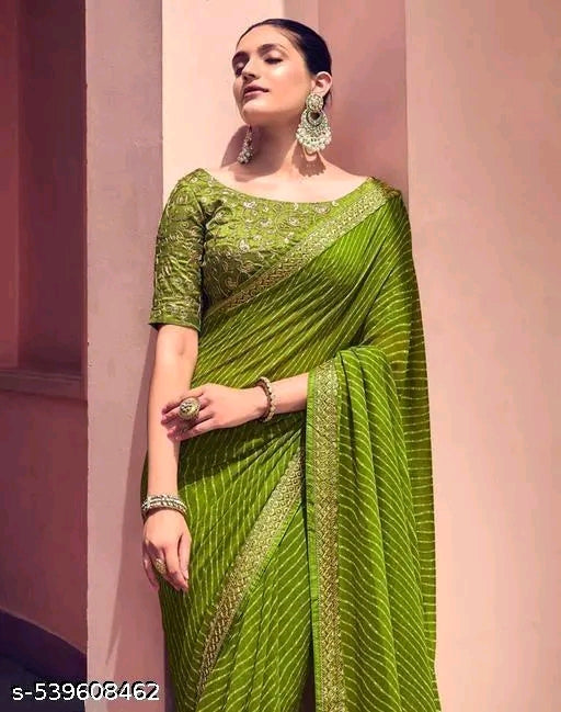 Bandhani Printed Georgette Saree with Banarasi Border